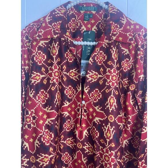 NWT Lauren Ralph Lauren Cotton Popover Tunic in Earthtones Size XL - Picture 4 of 5